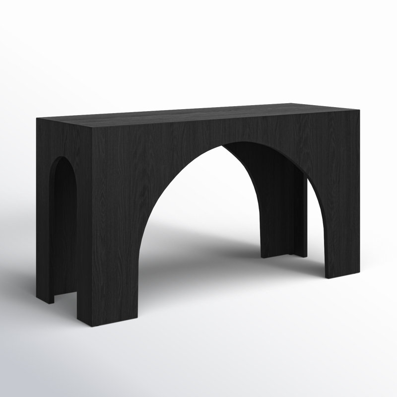 Metinaro 54'' Solid Wood Console Table, Black/Black Oak
