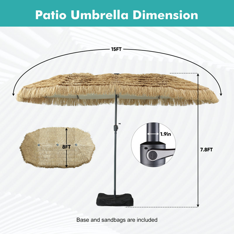 Parasol d'extérieur 15 pi avec base Tiki