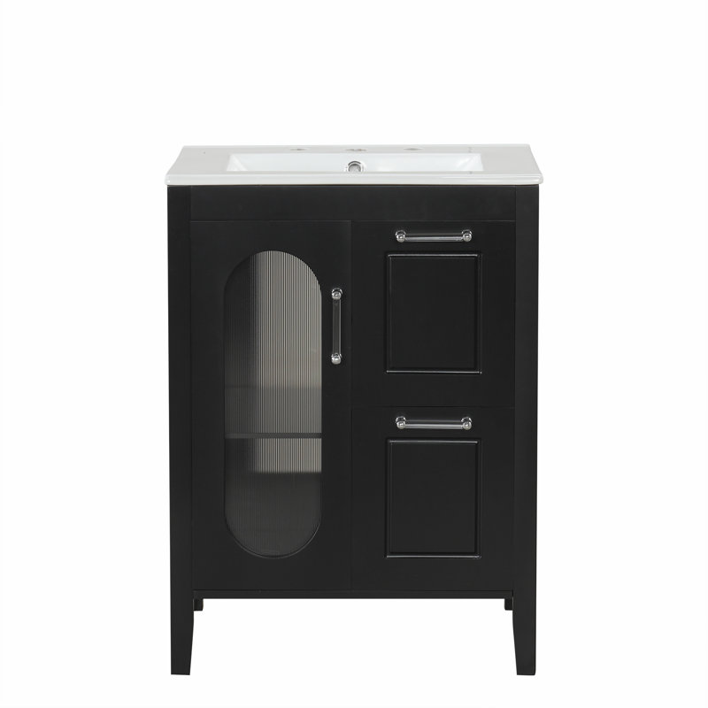 Meuble-lavabo 24 po avec lavabo, Noir