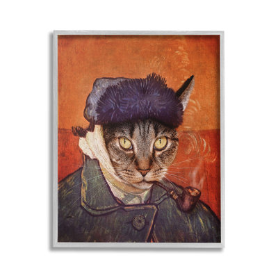 Classic Cat Self Portrait Framed Giclee Art by Karen Burke
