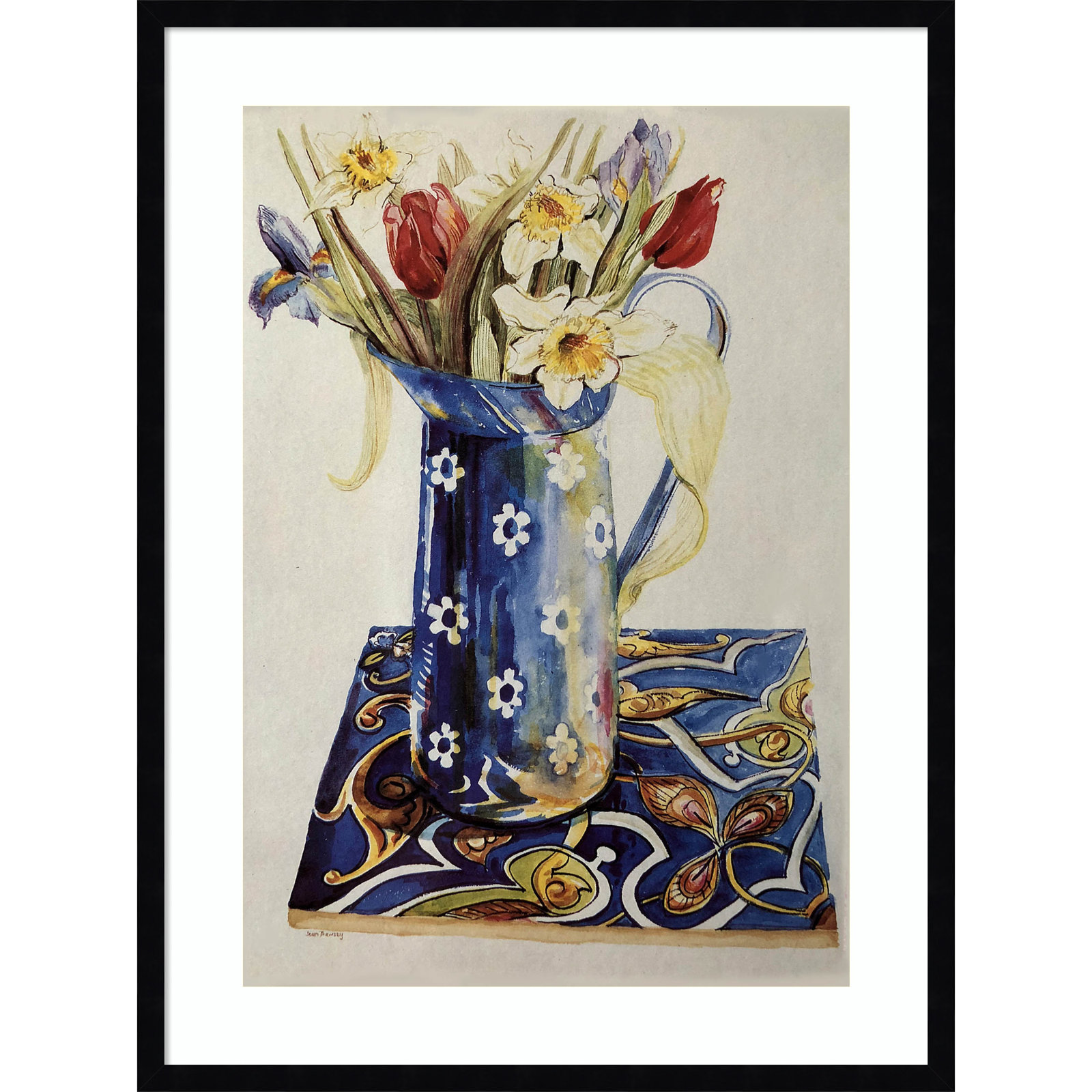 Tulips Print by Joan Thewsey, 33" H x 25" W, Black