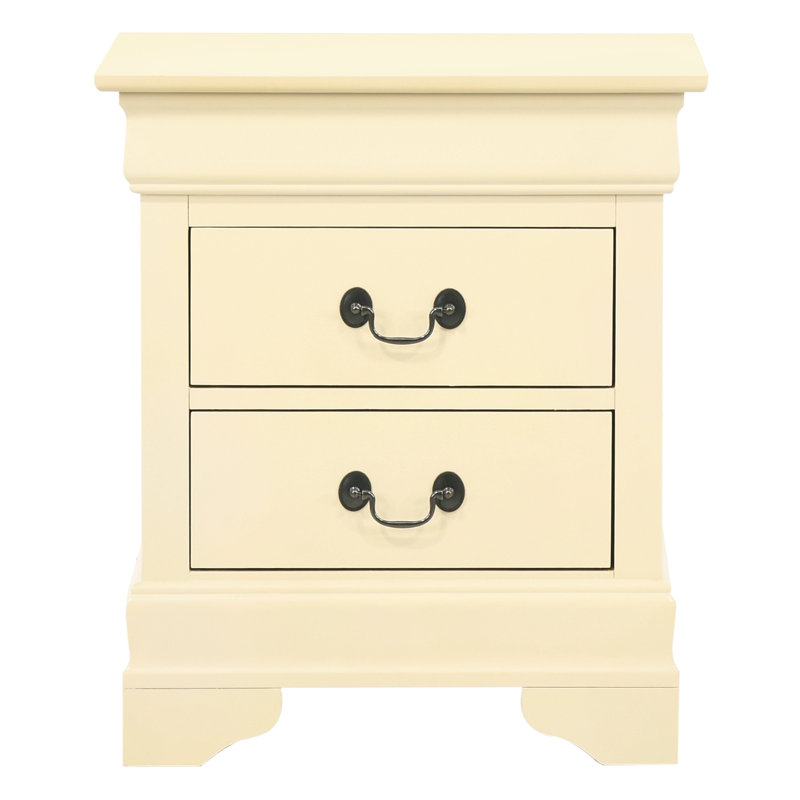 Table de chevet classique beige avec tiroirs