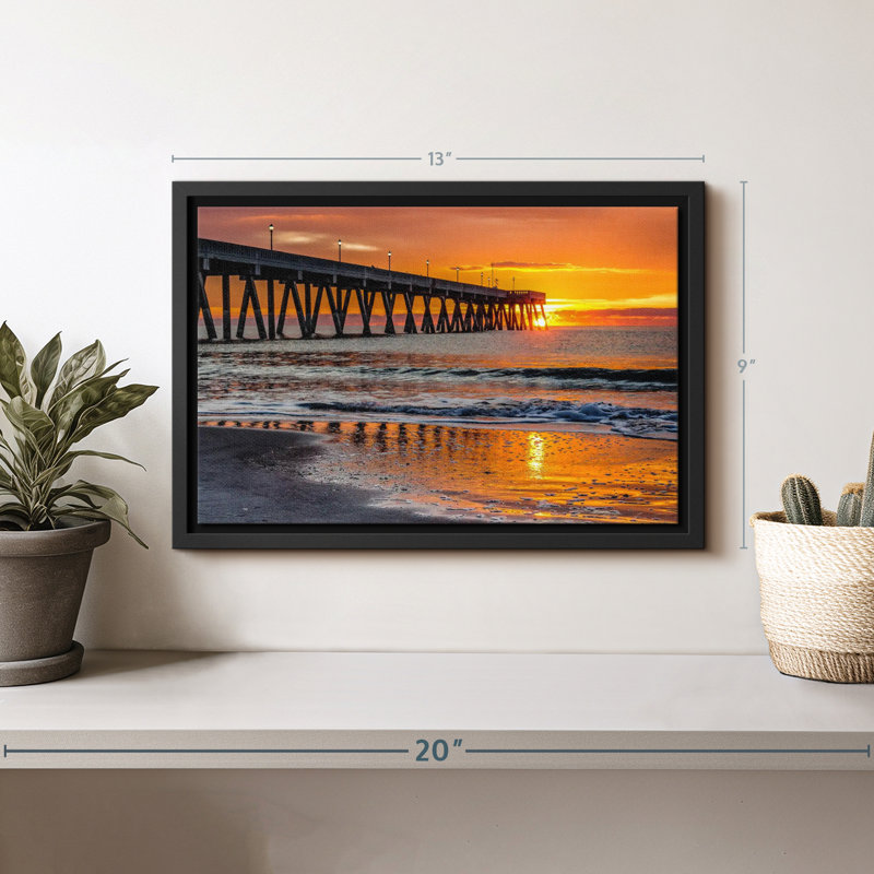 "Sunrise In Wrightsville Dock Art", H 9 po x l 13 po