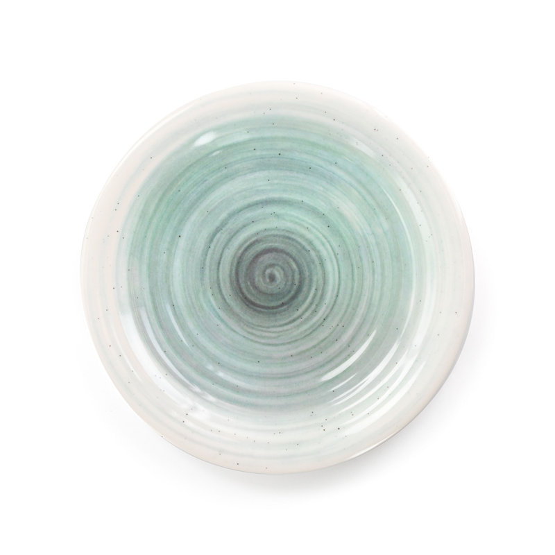 White and Light Blue Melamine Outdoor Dinnerware Set, Service for 4