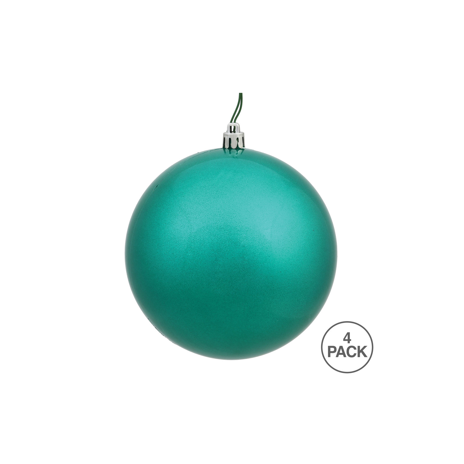 Christmas Ball Ornament, Candy Teal, 6" H x 6" W x 6" D