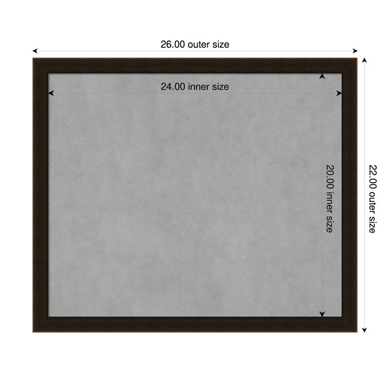 Tableau d'organisation magnétique espresso à cadre brun, H 22 po x l 26 po