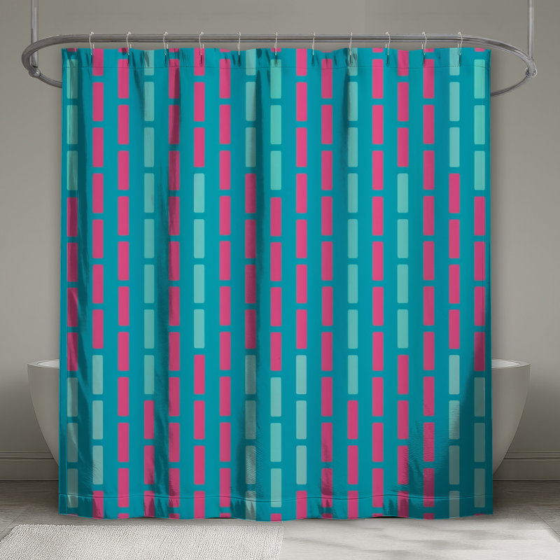 Rideaux de douche rectangulaires bleus et roses, 70in W x 72in H