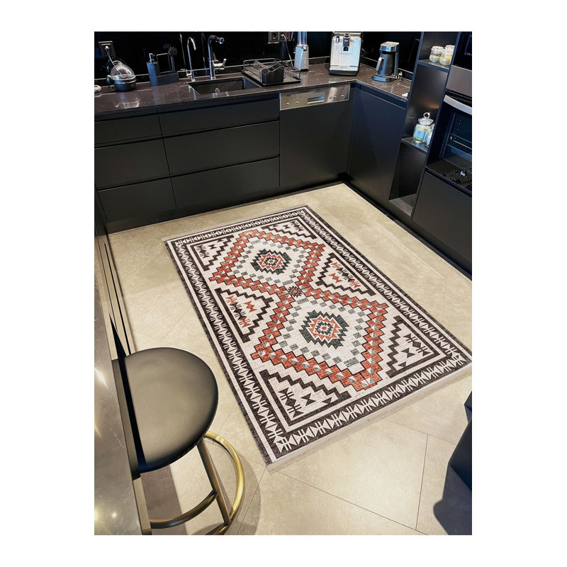 Tapis décoratif moderne à motif tissé bleu Northern Collection, Sous-tapis rectangulaire de 3 pi 3 po x 4 pi 11 po