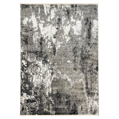 Modern Fringed Abstract Area Rug