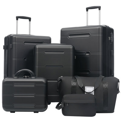 6 Piece Luggage Set,Lightweight Hardshell Suitcase With Double Spinner Wheels Handle Password Lock,14 In Cosmetic Case 20/24/28 In Luggages With Duffel Bag And Toiletry Bag