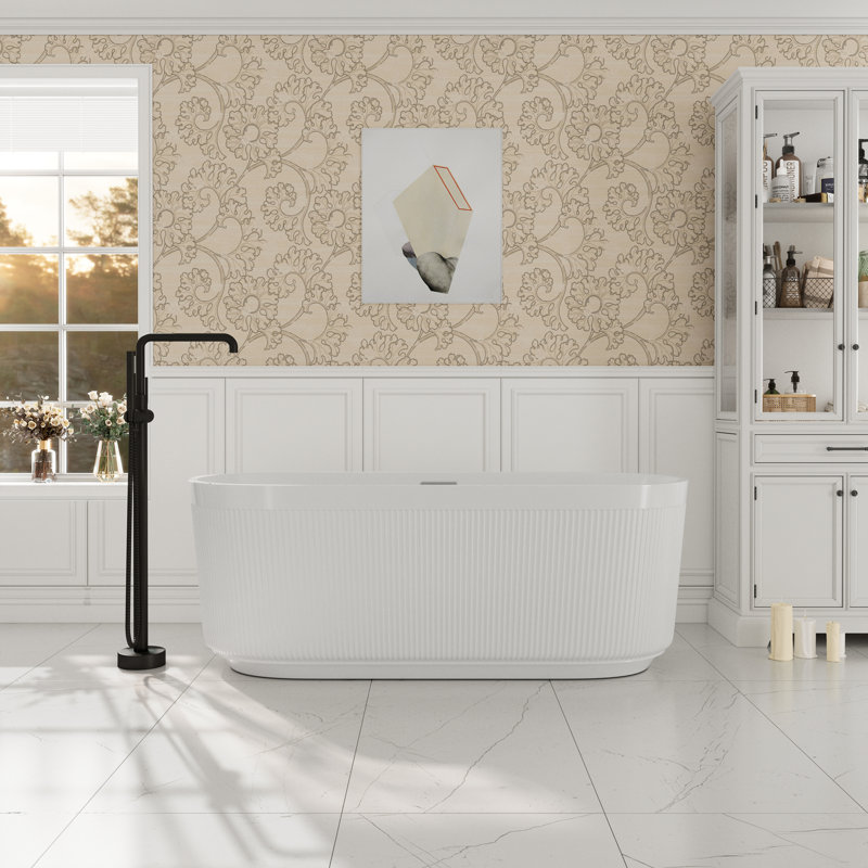 Baignoire de trempage autoportante en acrylique 67 po. X 31,5 po. Sedona, Blanc