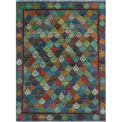 Tapis zone en laine noué la 4 pi 11 po x 6 pi 6 po one-of-kind Altoona