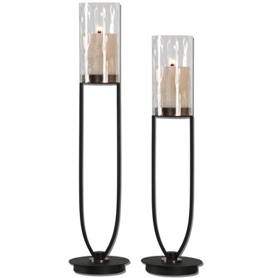 30.5'' H Iron Floor Hurricane with Candle Included
