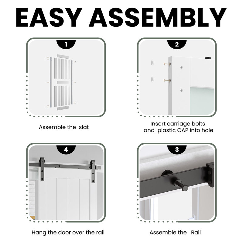 Manufactured Paneled Barn Door with Installation Hardware Kit, 42" x 84"