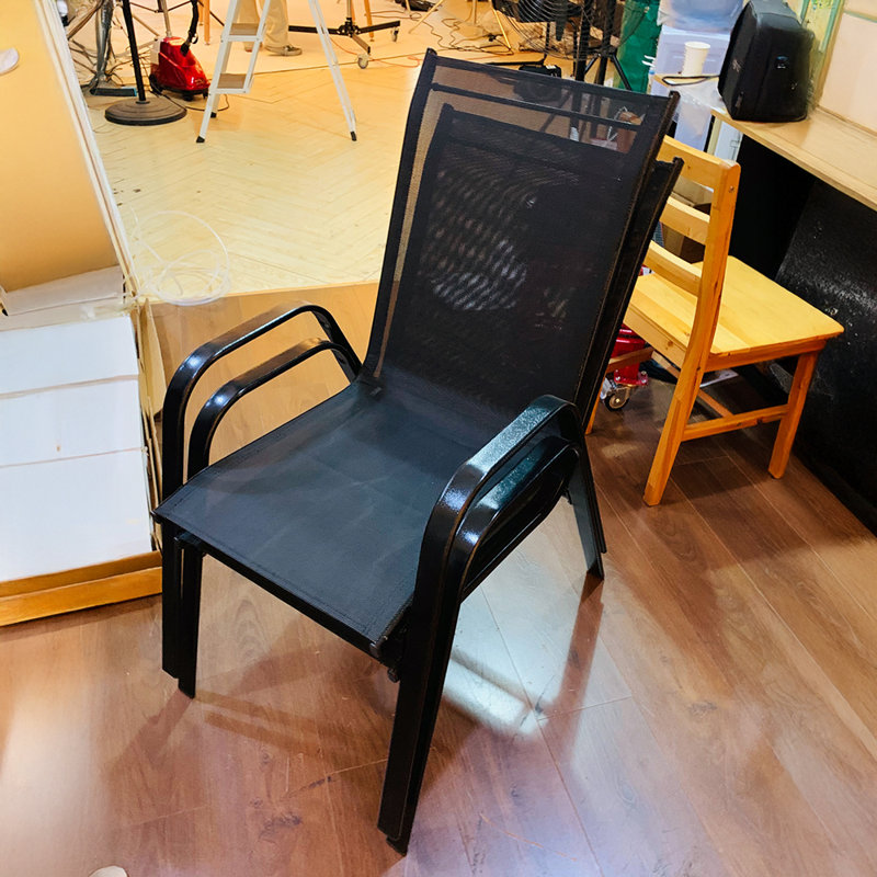 Stacking Patio Dining Armchair, Black
