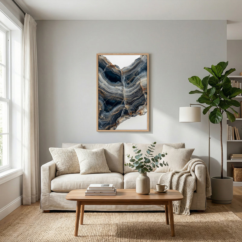 Ensemble de 1 tableau sur toile en agate géométrique, 36"H x 24"W, Natural