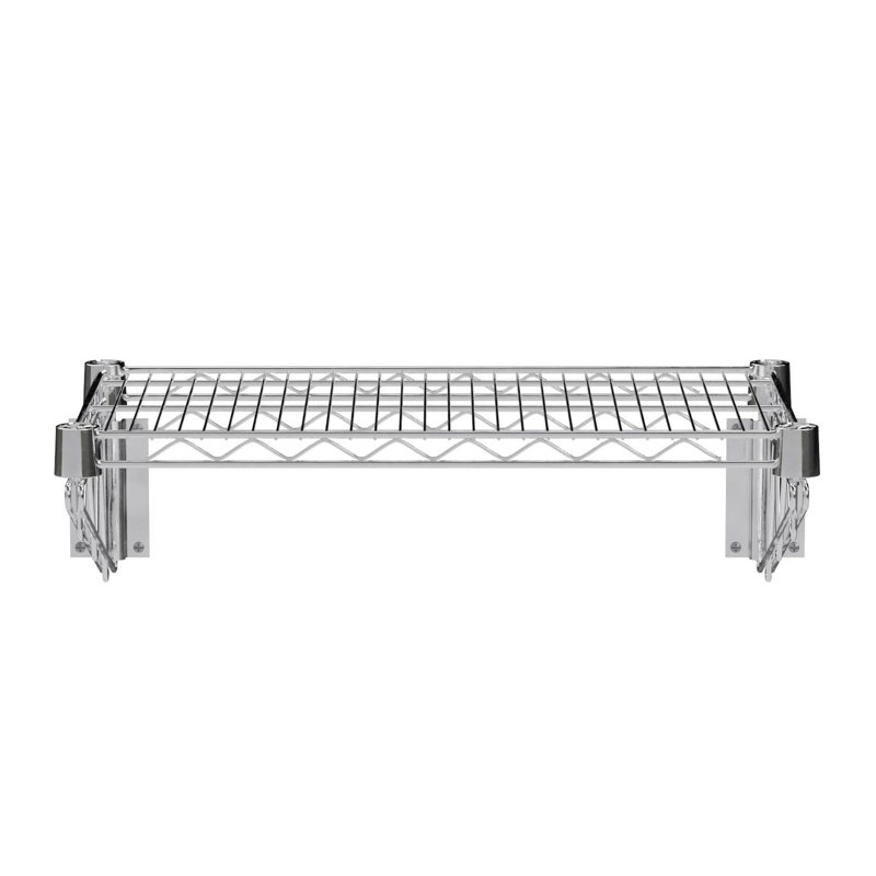 Chrome Wire Wall Mount Shelf, 8" H x 24" W x 14" D