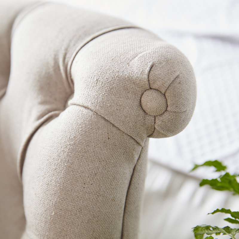 Aryahna 26.4" Wide Tufted Cotton Slipper Chair, White Wash