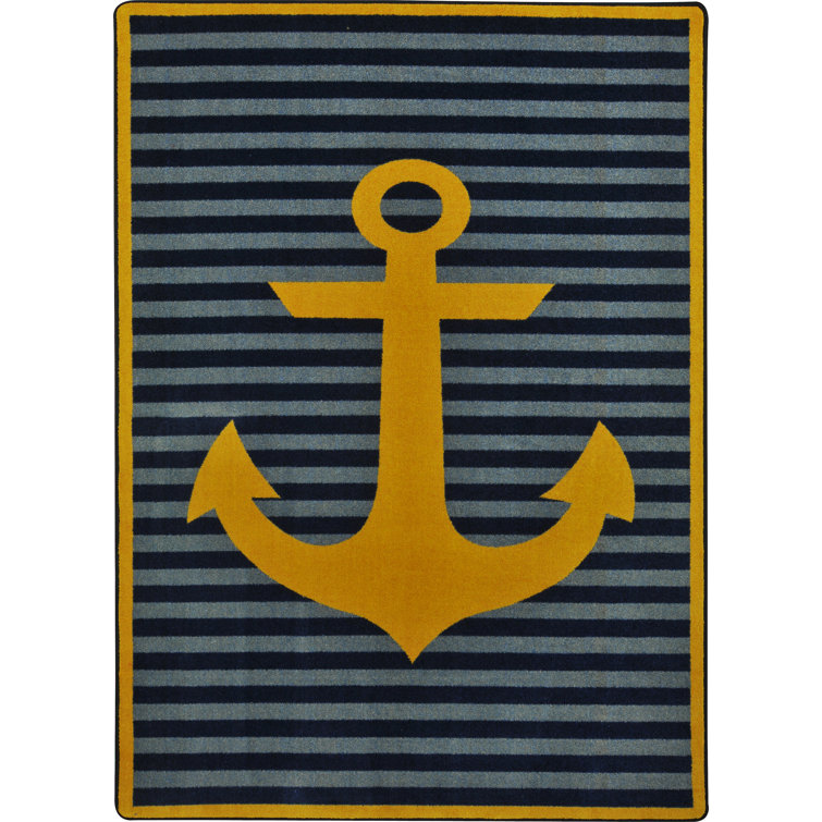 Safe Mooring Striped Yellow Area Rug