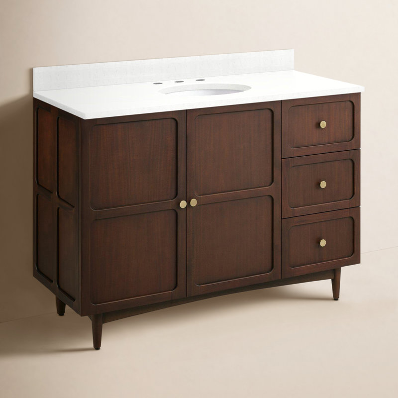 48" Delavan Vanity With Undermount Sink, Feathered White Quartz