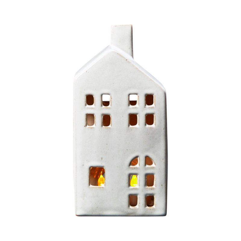 Ceramic house tealight with reactive glaze 10.3x6.9x20.8cm