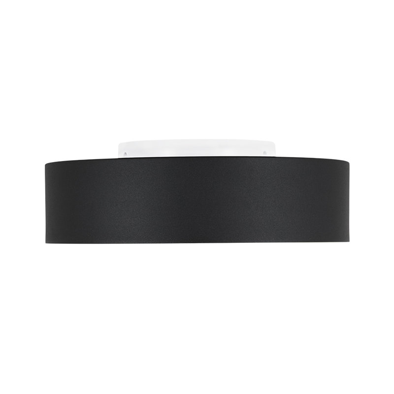 Matte Black Drum LED Flush Mount with Frosted Glass Shade 
