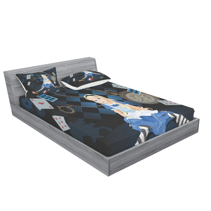 Microfiber Geometric Sheet Set, Queen Sheet Set with Fitted Sheet