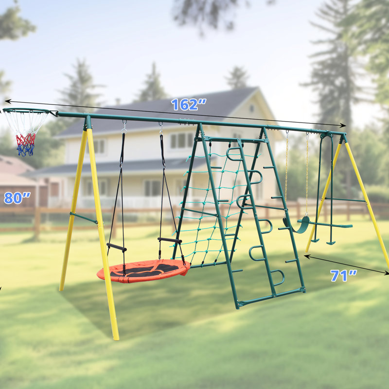 Balançoire en métal pour l'extérieur, parcs et espaces multicolores «Love For Outdoor»