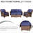 Patio Furniture : Outdoor Sectional With 3 Couch, 2 Single Chairs, Ottomans. Gray-Navy For Lawn, Garden, Backyard. Rust- Steel Structure. Fine Woven . Fade- Cushions Protection. Comfortable High-1022045937