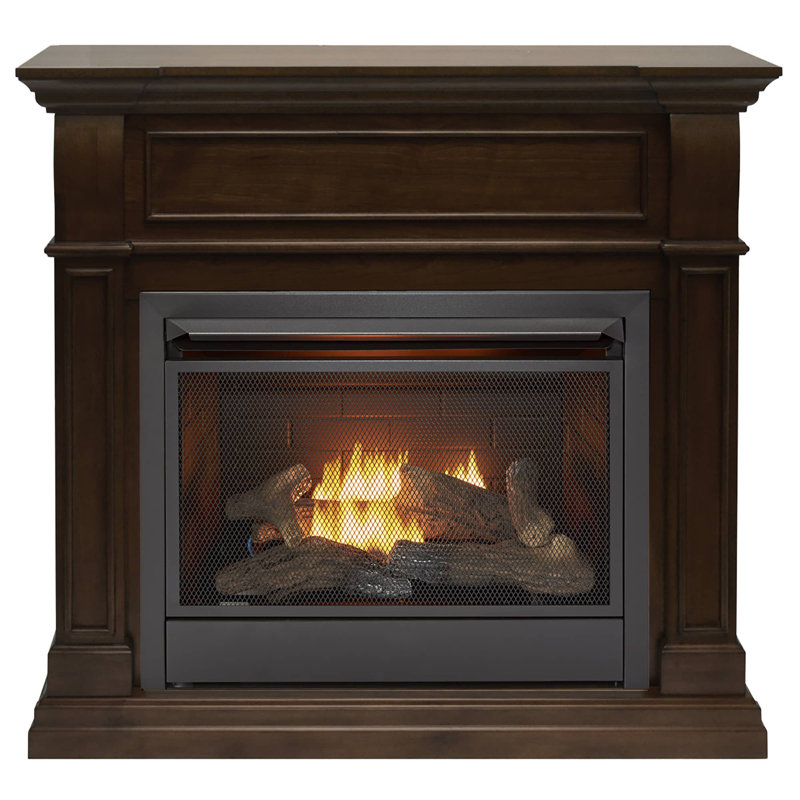Duluth Forge Dual Fuel Ventless Gas Fireplace With Mantel, Walnut