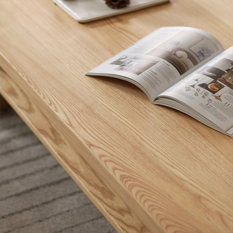 Burlywood Solid Wood Rectangular Coffee Table