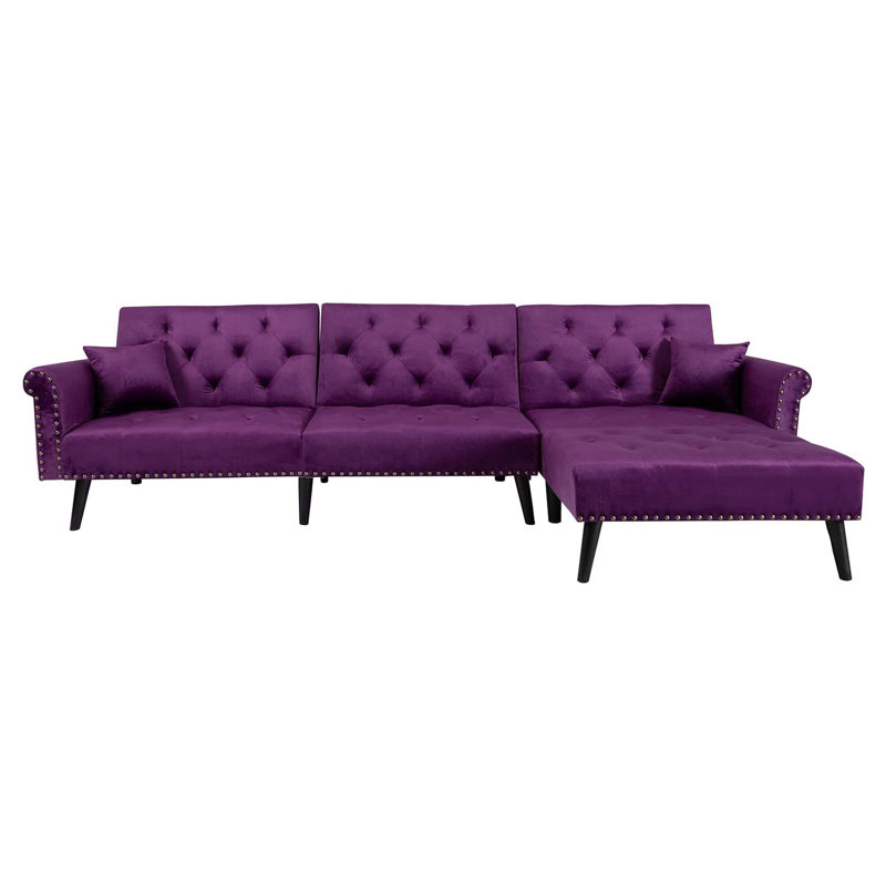 Canapé-lit 115 po, Velours mauve