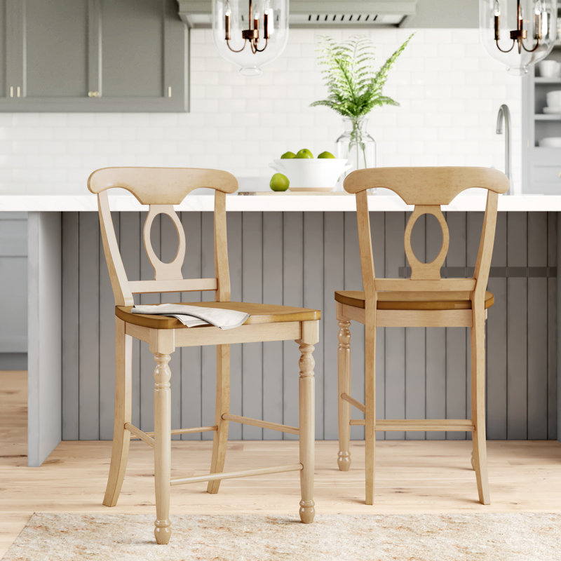 Orviston Solid Wood Counter Stool, Brown/Beige