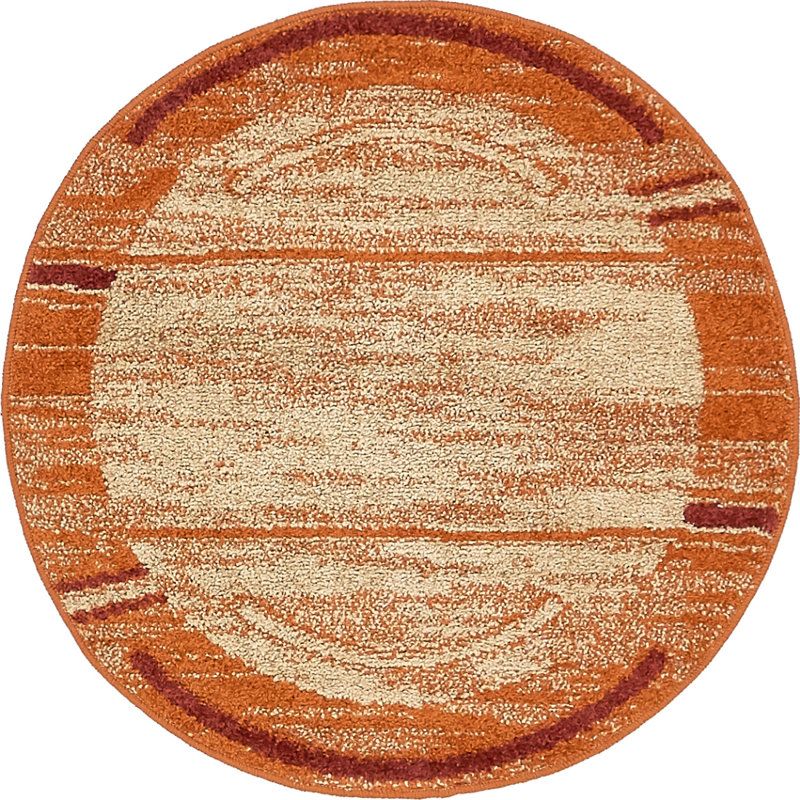 Tapis abstrait terre cuite Alair, Rond 3 pi 3 po