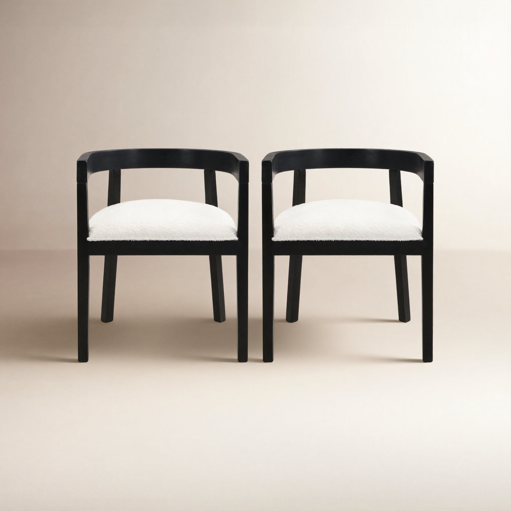Daney Dining Armchair, Beige Chenille, Black