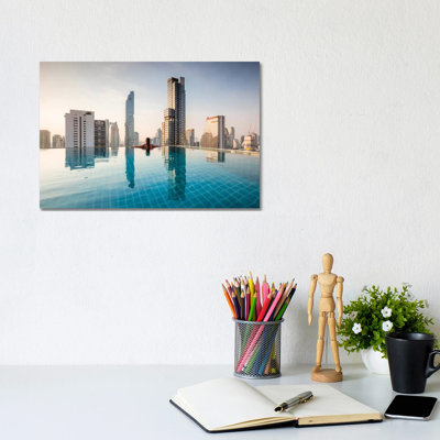 Infinity Pool And Bangkok Skyline by Matteo Colombo - Wrapped Canvas Print