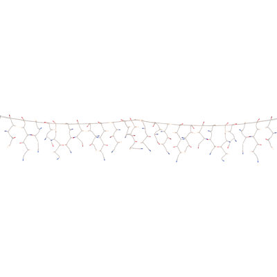 105 Red and Blue 4th of July Mini Icicle Lights - 6.5 ft White Wire