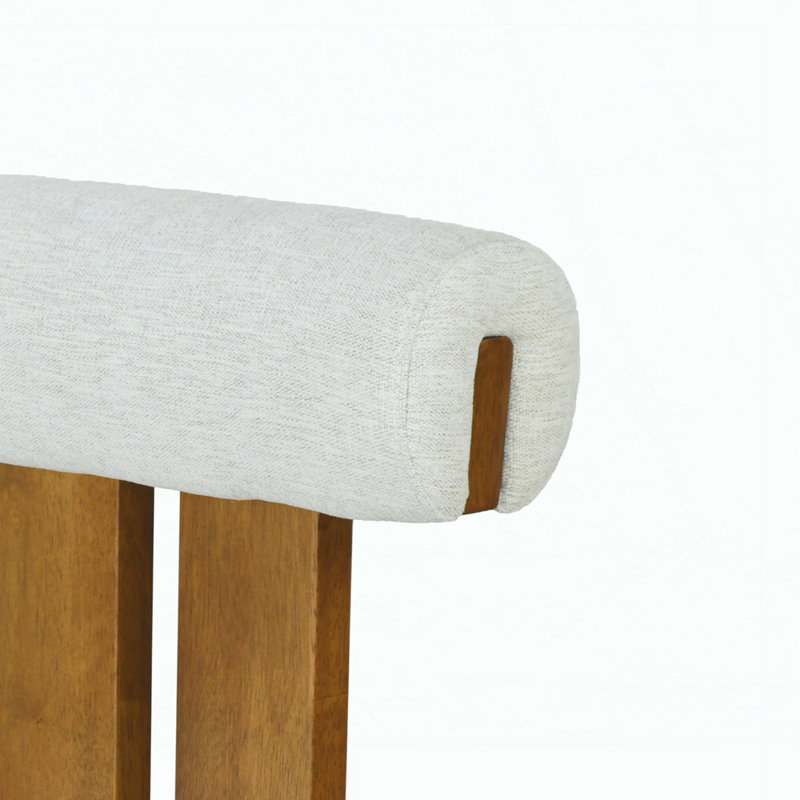 Cianciulli 29.5” Seat Height Upholstered Bar Stools With Rubberwood Frame, Ivory Fabric, 2