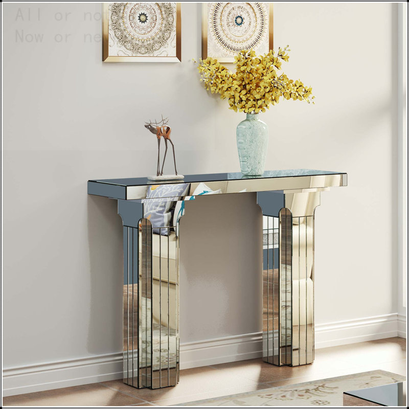 Mirrored Console Table with Bling Silver Finish