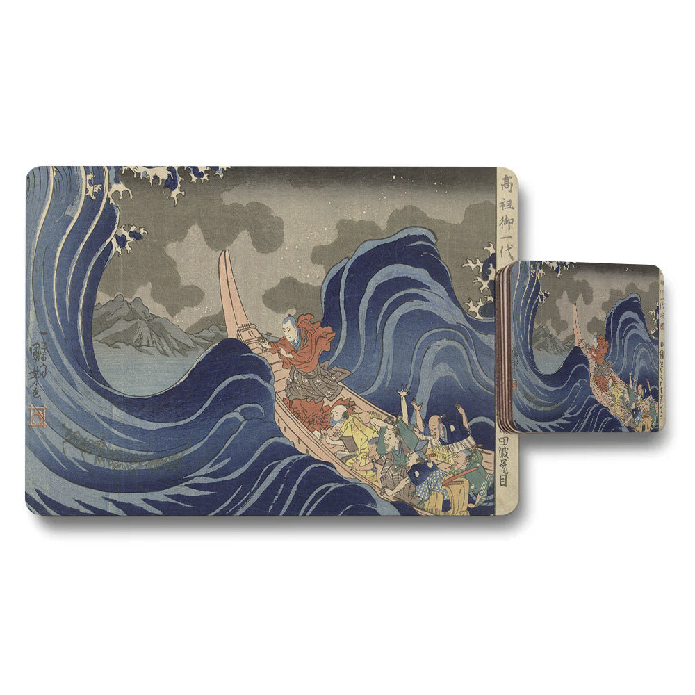 The Great Wave Off Kanagawa Placemats And Coasters Set