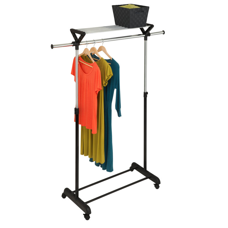 Glenni Metal Adjustable Rolling Clothing Rack