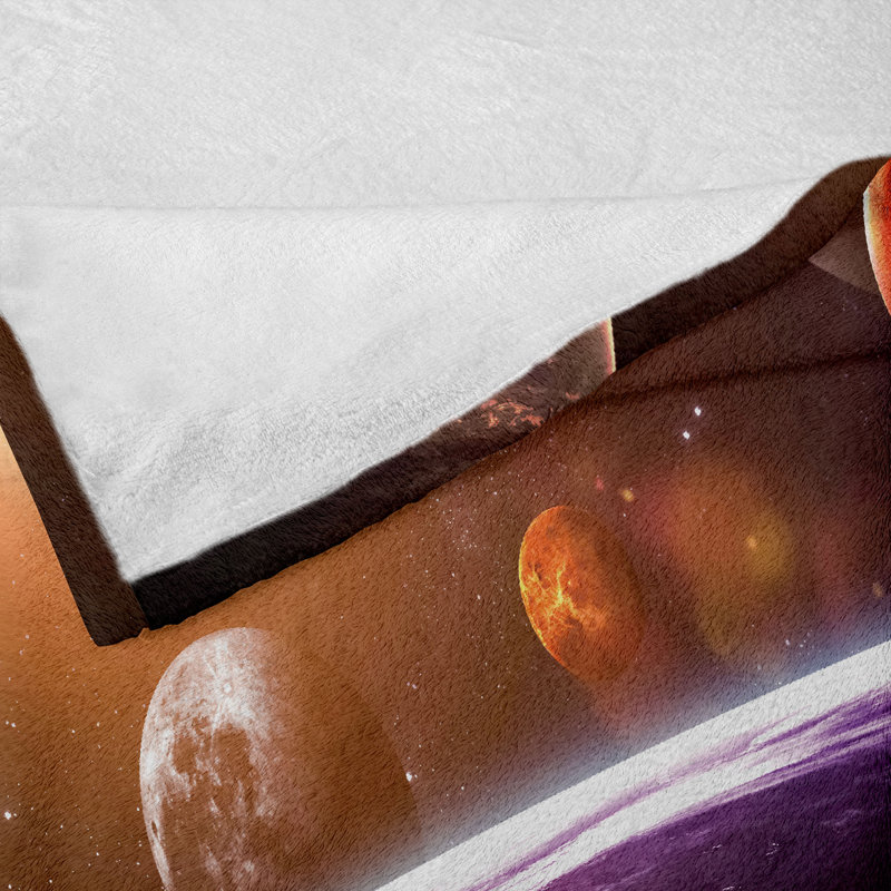 Ambesonne Galaxy Fleece Throw Blanket Space View Solar System, 70" W x 90" L