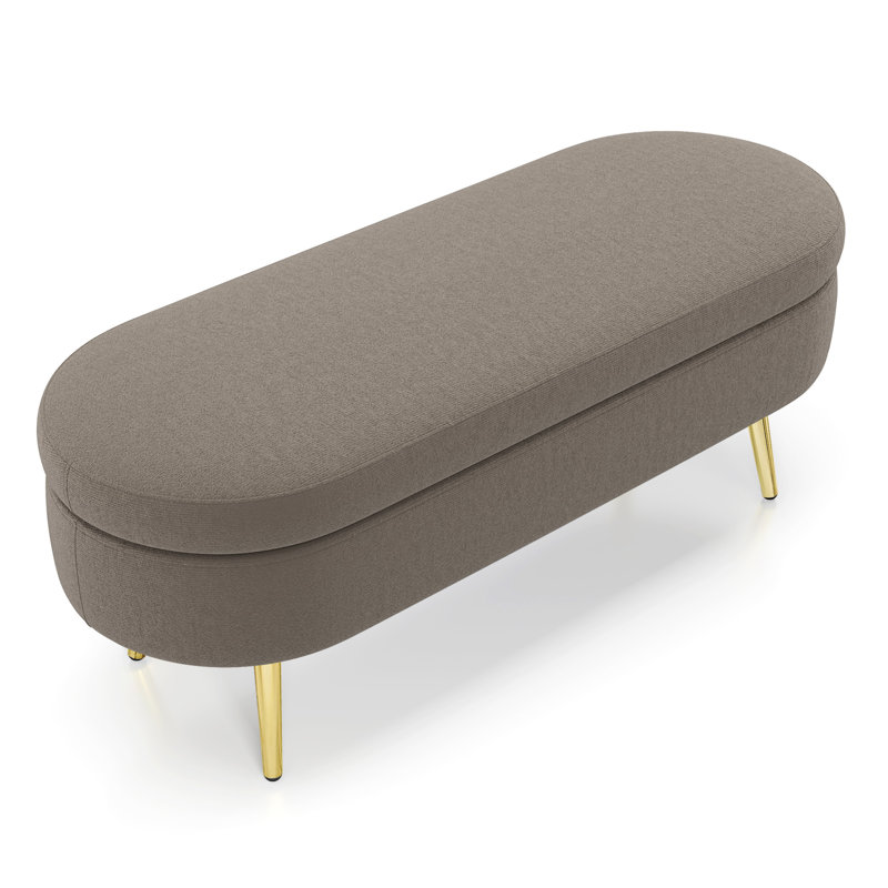 Banc de rangement repose-pieds ovale, Brun, Brun
