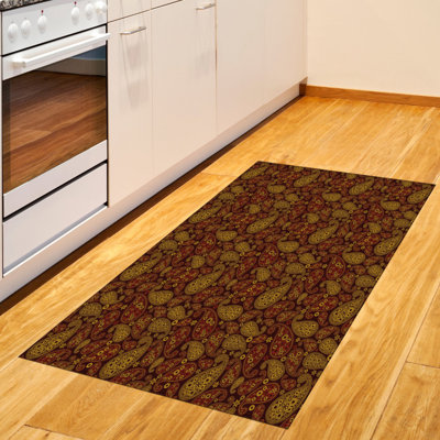 Tapis décoratif à motif de fibres longues en polyester à haute densité Paisley
