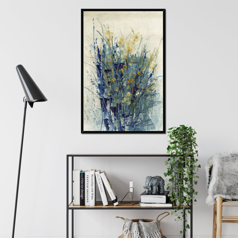 Indigo Floral II by Timothy O' Toole - Painting, 95cm H x 65cm W, Black Framed Paper Print