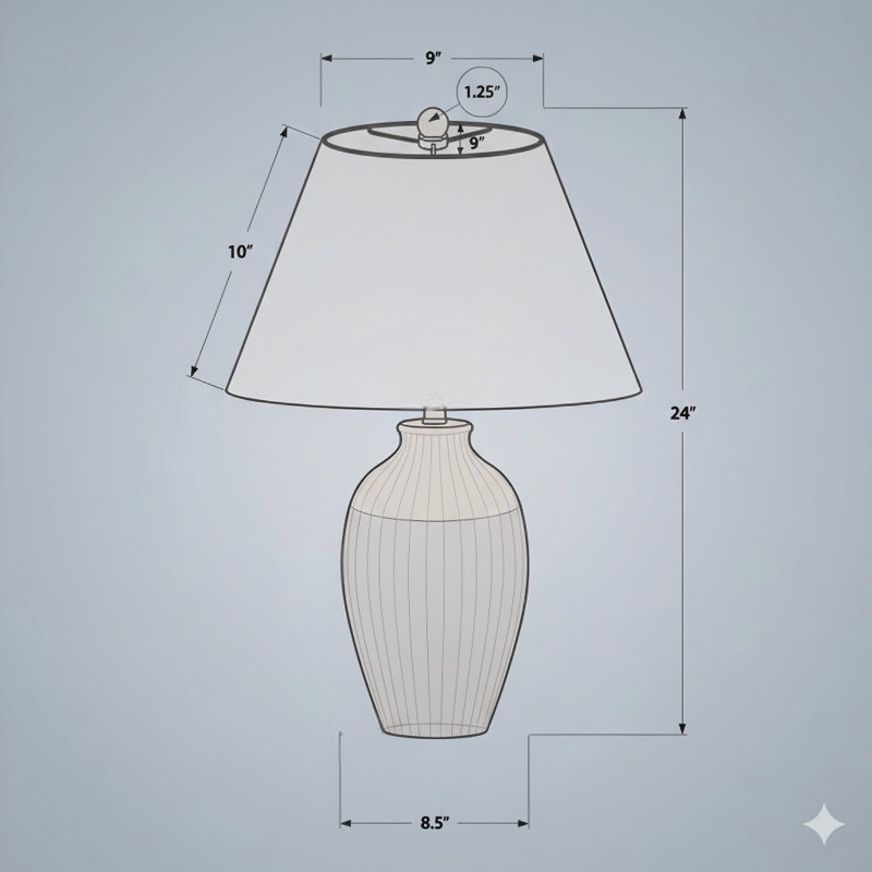 Lighting, H 24 po, lampe de table, céramique noire, abat-jour ivoire / crème, moderne