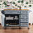 52'' Kitchen Island With Drop Leaf, Wheels,Spice Rack, Towel Rack,Adjustable Shelf-1929788521