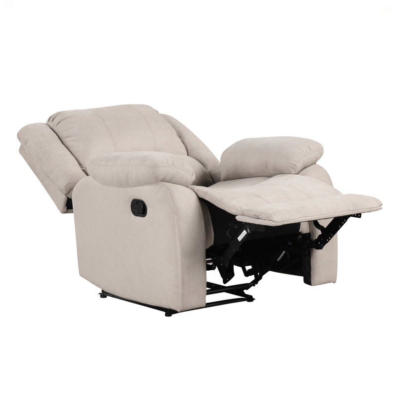 Fauteuil inclinable moderne avec revêtement en tissu texturé et accoudoirs à plateau-coussin