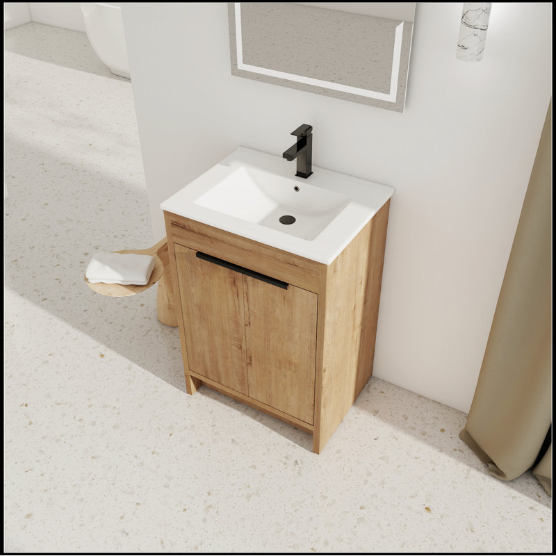 Meuble-lavabo simple avec plateau Steffany 24,00, Imitation chêne