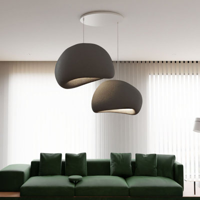 Elegant Adjustable Chandelier, Concrete Grey, 17.7 x 15.7 x 12.6 inches | Polymeric Composite Body & Cap, Height Adjustable from 13.8 to 47.2 inches | Socket Type: 2 x E27 Max 40W, Perfect for Modern Spaces